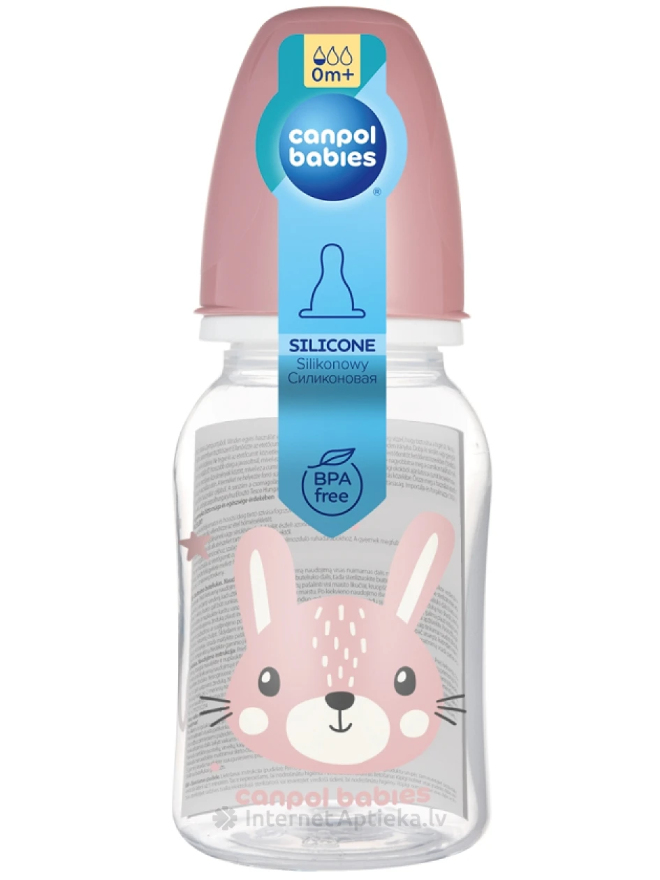 CANPOL BABIES siaurakaklio buteliukas, mieli gyvūnai, 120 ml | internetaptieka.lv