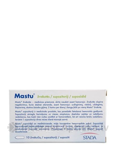 Mastu hemorodiālās svecītes, 10 supozitoriji | internetaptieka.lv