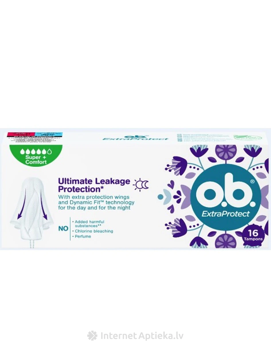 O.B. Higiēniskie tamponi EXTRA Protect Super+, 16 gb. | internetaptieka.lv