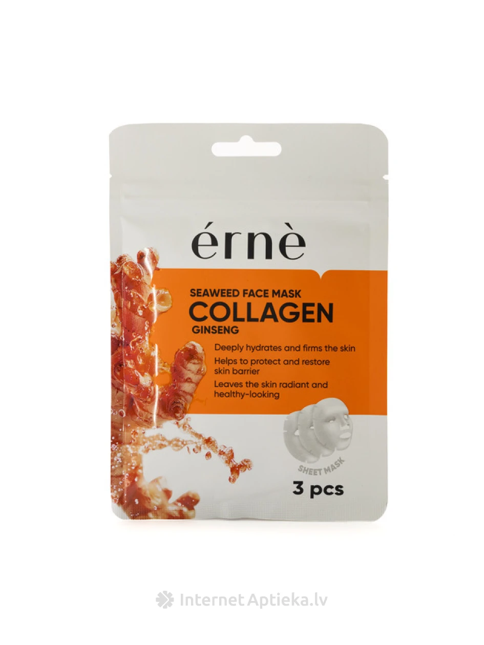 Erne Seaweed Collagen Ginseng kolagēna sejas maskas, 3 gb. | internetaptieka.lv