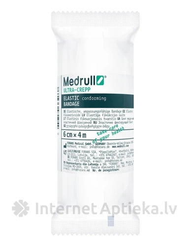 Medrull Ultra-crepp эластичный бинт для фиксации, 4 м x 6 см | internetaptieka.lv