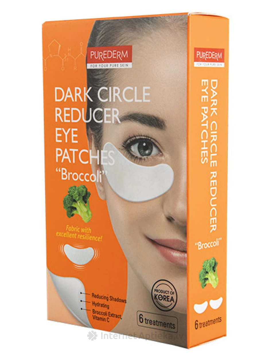 Purederm silmaümbruse plaastrid tumedate ringide vähendamiseks "Broccoli", 6 tk, 6 tk. | internetaptieka.lv