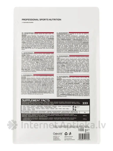 OstroVit 100% Creatine Monohydrate Cherry Pulveris, 1000 g | internetaptieka.lv