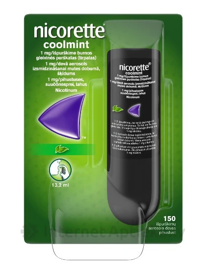 Nicorette Coolmint 1 mg/devā aerosols izsmidzināšanai mutes dobumā, šķīdums