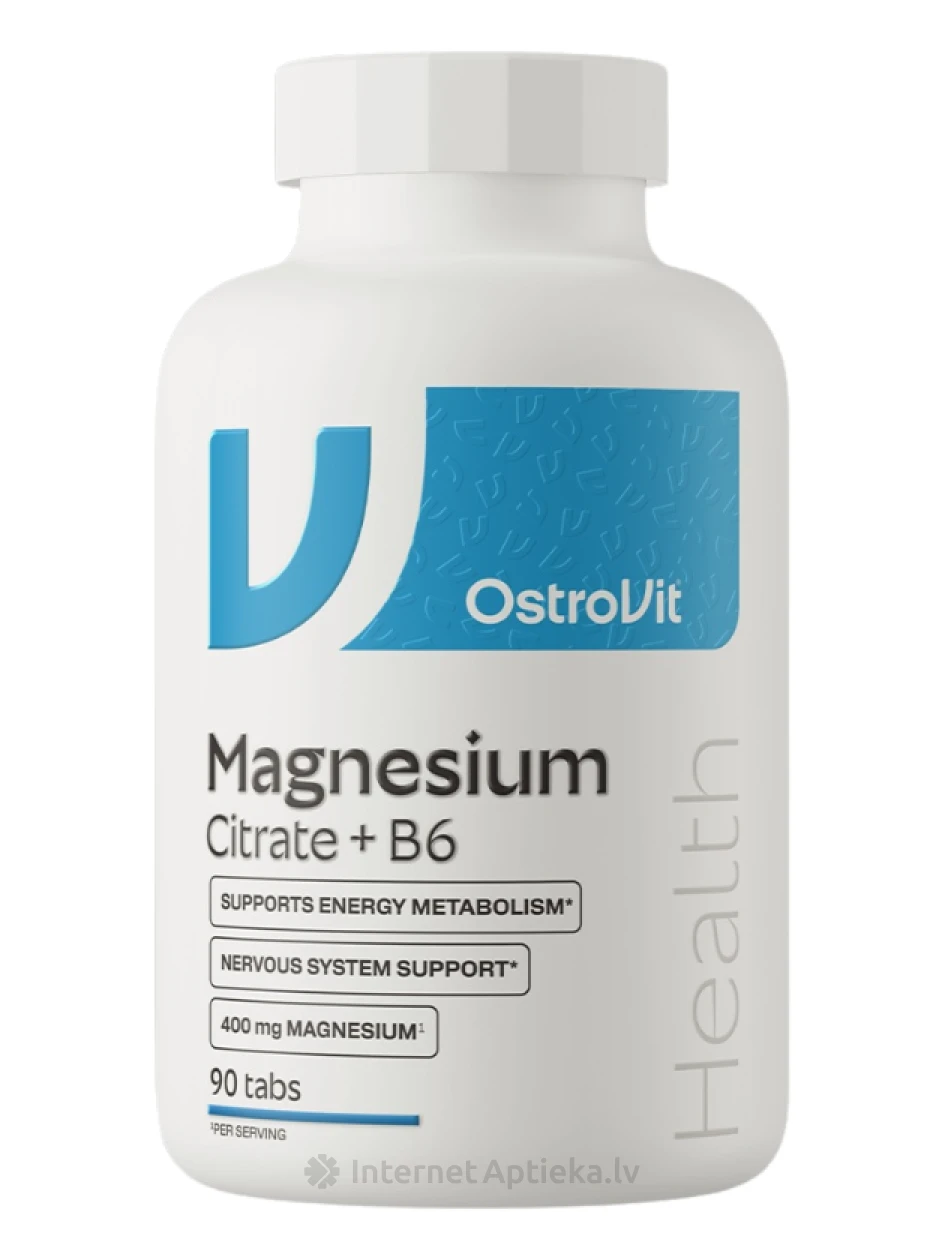 OstroVit magnio citrato 400 mg + B6 tabletės, 90 vnt. | internetaptieka.lv
