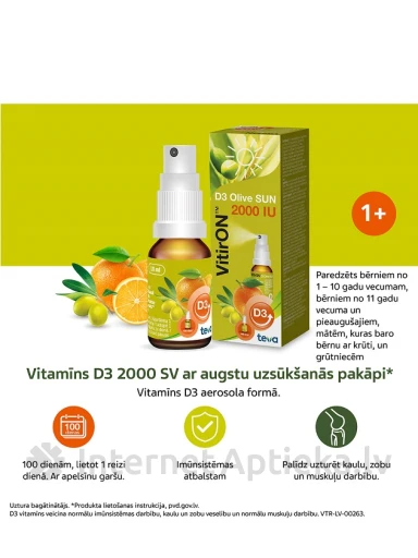 VitirON D3 Olive SUN 2000IU sprejs, 10 ml | internetaptieka.lv