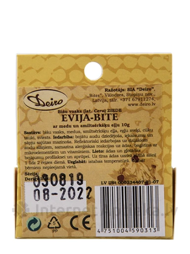 Evija-Bite Восковая мазь с медом и облепиховым маслом, 10 г | internetaptieka.lv