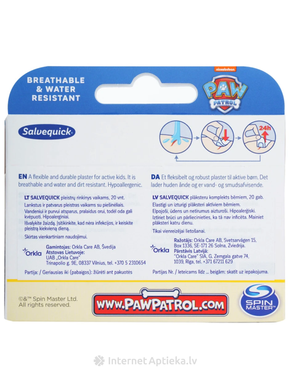 Salvequick Paw Patrol, 20 plāksteri | internetaptieka.lv