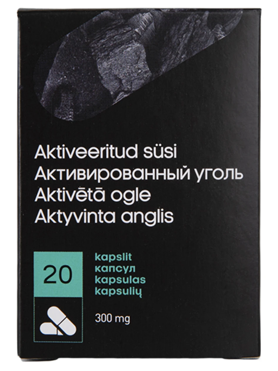 Aктивированный уголь 300 мг, 20 капсул | internetaptieka.lv