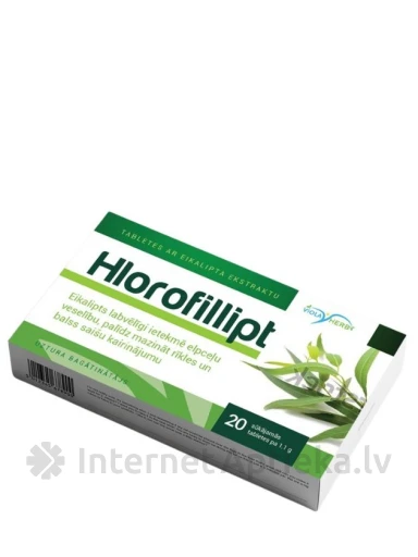 HLOROFILLIPT с экстрактом эвкалипта для рассасывания, 20 таблеток | internetaptieka.lv