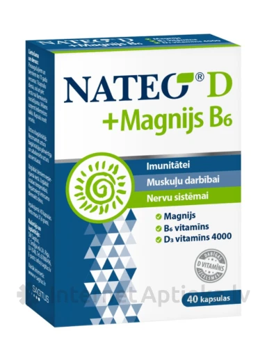 NATEO D + Magneesium B6 D-vitamiin SV4000, 40 kapslit | internetaptieka.lv