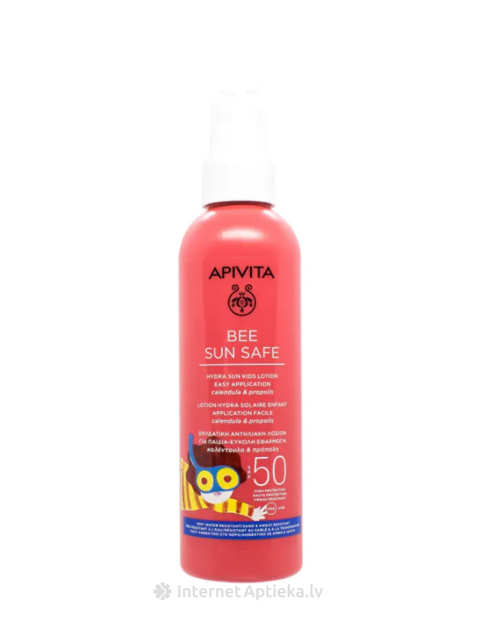 APIVITA BEE SUN SAFE Hydra Sun Kids losjonas lengvam užtepimui SPF50, 200 ml | internetaptieka.lv