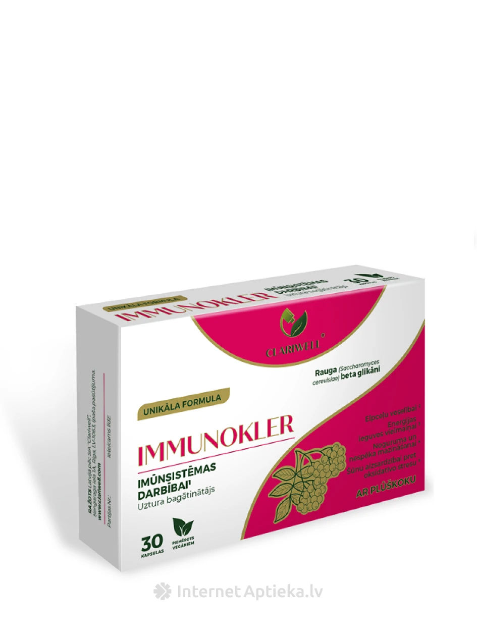 CLARIWELL IMMUNOKLER для иммунитета, 30 капсул | internetaptieka.lv