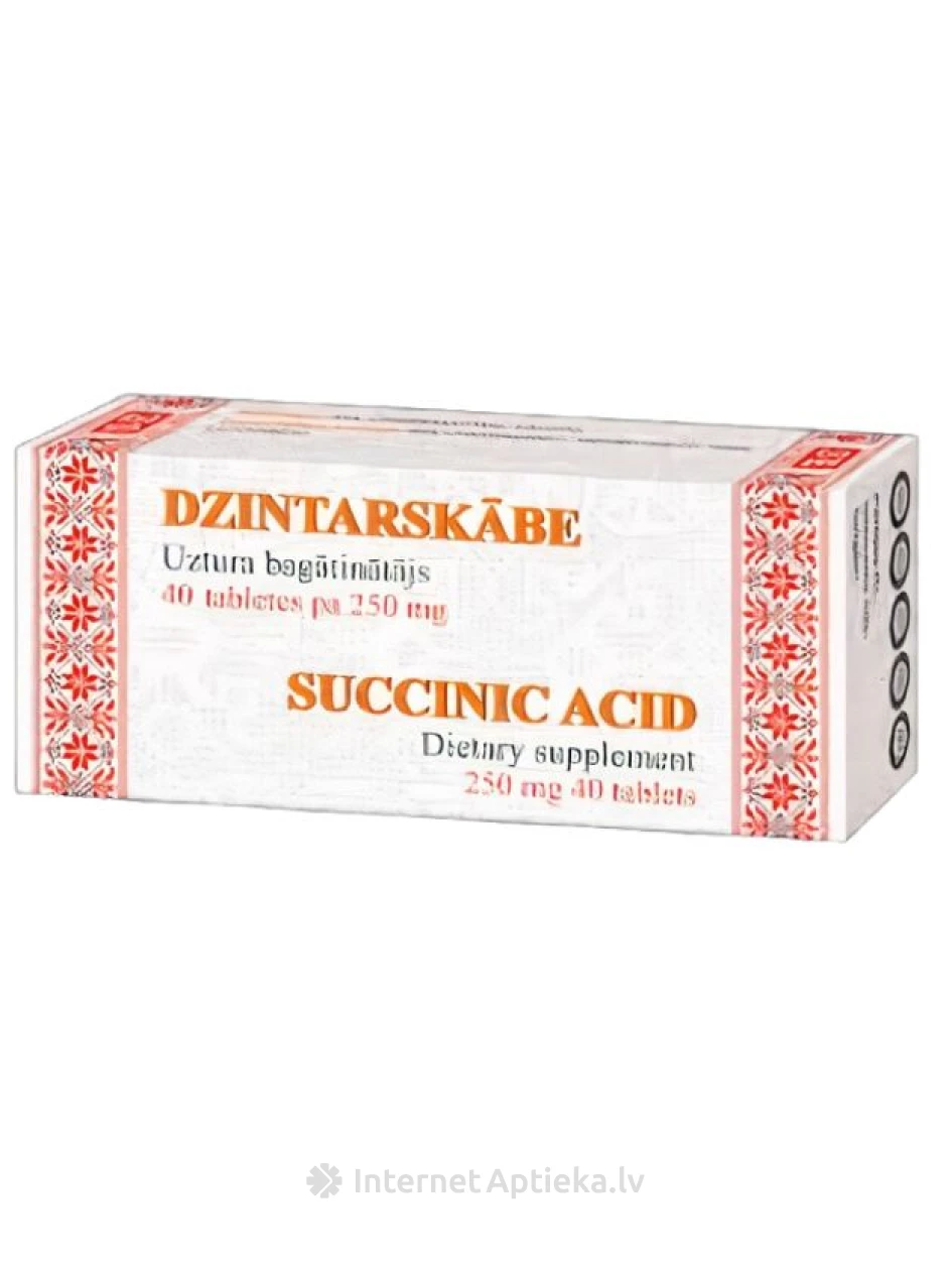 Dzintarskābe 250 mg, 40 tabletes | internetaptieka.lv