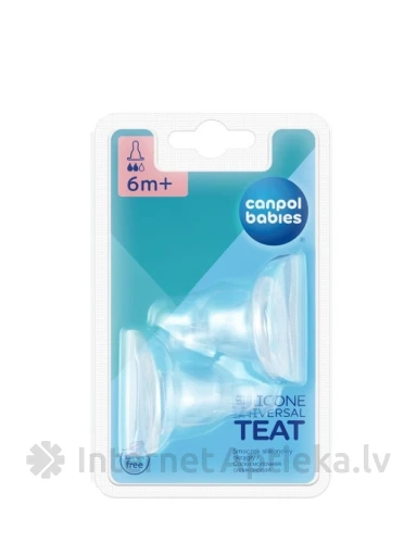Canpol pudeļu knupītis, silikona, apaļš, 6+mēn., 2 gb. | internetaptieka.lv
