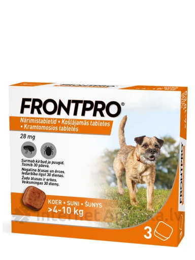 Frontpro 28 mg suņiem >4-10kg M, 3 tabletes | internetaptieka.lv
