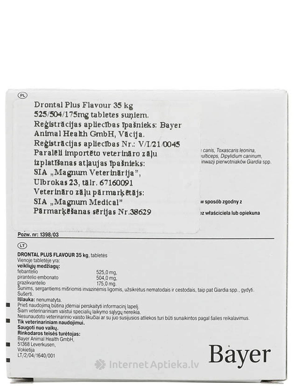 Drontal plus flavour для собак до 35 кг, 2 таблеток | internetaptieka.lv