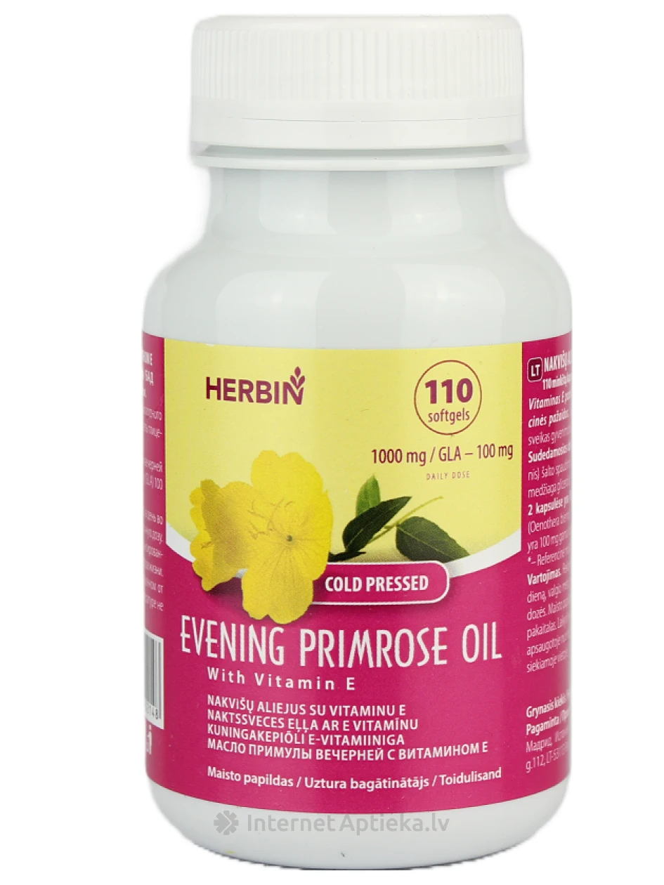 Масло вечерней примулы с витамином Е, 110 капсул | internetaptieka.lv