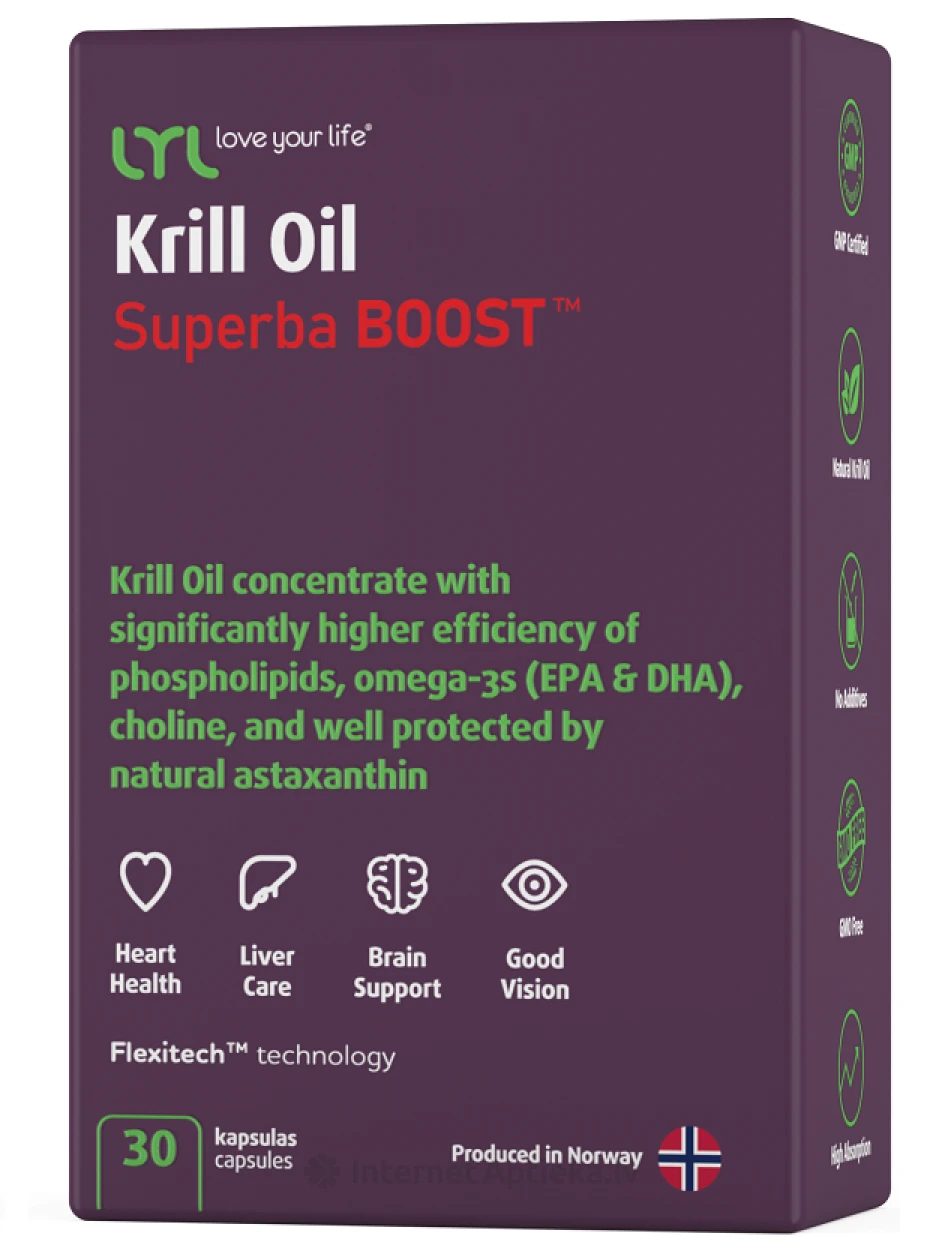 LYL Krill Oil Superba BOOST, 30 kapsulas | internetaptieka.lv