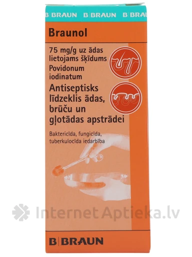 АНТИСЕПТИЧЕСКОЕ СРЕДСТВО ДЛЯ КОЖИ ДЛЯ ОБРАБОТКИ РАН BRAUNOL 75МГ/Г, 30 мл | internetaptieka.lv
