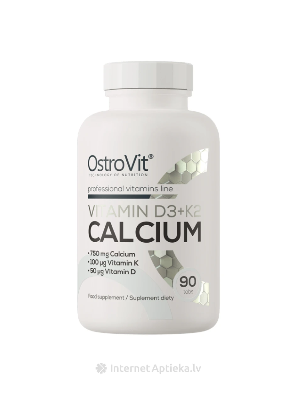 OstroVit Vitamin d3 + k2 + Calcium tabletes, 90 gb. | internetaptieka.lv