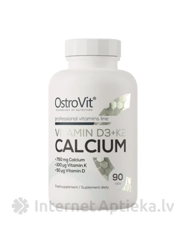 OstroVit Vitamin d3 + k2 + Calcium tabletes, 90 gb. | internetaptieka.lv