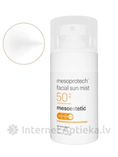 Mesoestetic mesoprotech facial sun mist SPF50+ saules aizsargsprejs sejai, 50 ml | internetaptieka.lv