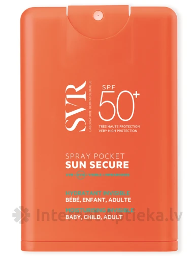 SVR SUN SECURE SPRAY POCKET SPF50 ceļojuma izmēra sauļošanās krēms, 20 ml | internetaptieka.lv