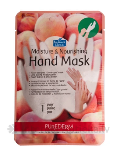 Purederm увлажняющая и питательная маска для рук, персиковая, 1 пара | internetaptieka.lv