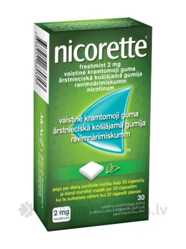 Nicorette Freshmint 2 mg, 30 košļājamās gumijas | internetaptieka.lv