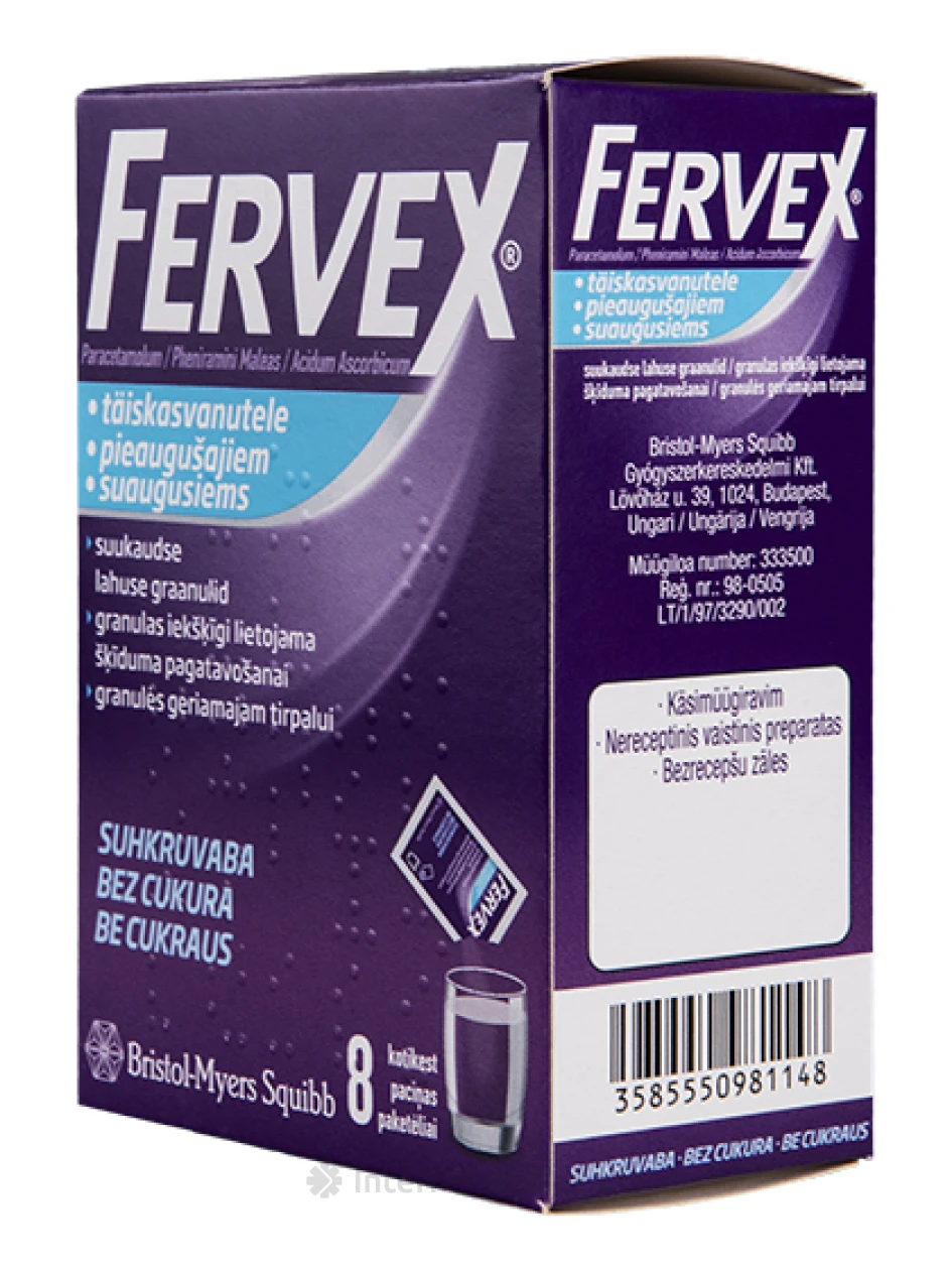 Fervex bez cukura, 8 paciņas | internetaptieka.lv
