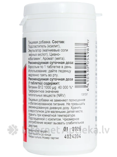 Vitabalans Vita B12 1000mkg, 130 tabletti | internetaptieka.lv