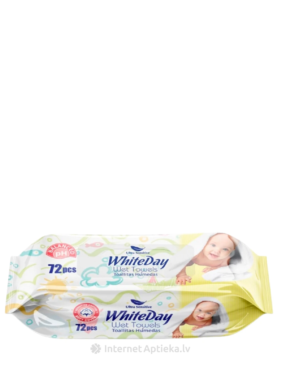 White Day Влажные гигиенические салфетки для детей Ultra Sensitive, 72 шт. | internetaptieka.lv