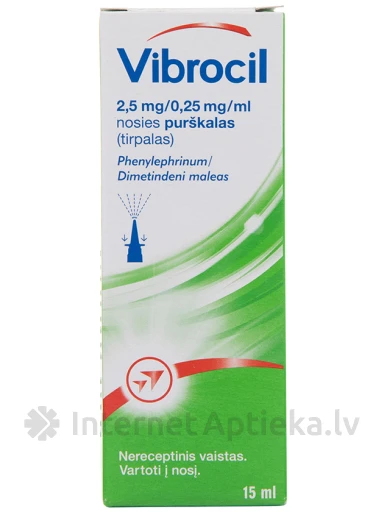 Назальный спрей VIBROCIL 2.5 мг/0.25 мг/мл, 15 мл | internetaptieka.lv