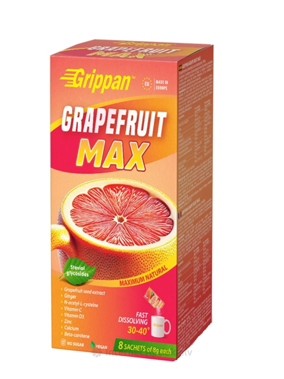 GRIPPAN GREIPFRŪTS MAX pulveris, 8*8 g | internetaptieka.lv