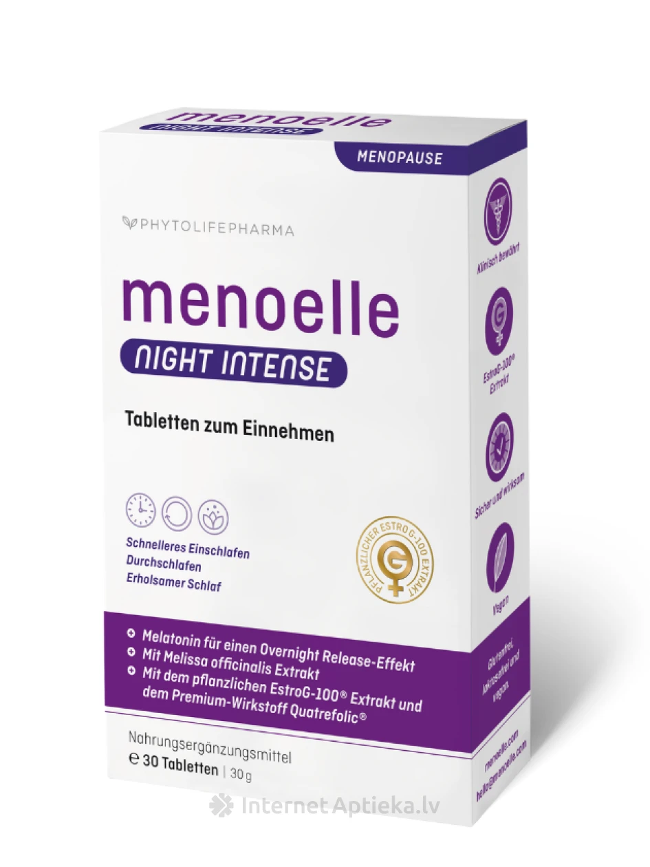 MENOELLE Night Intense sievietēm menopauzes laikā, 30 tabletes | internetaptieka.lv