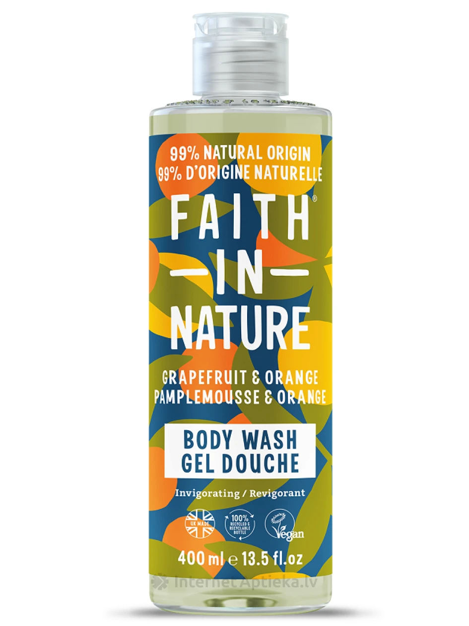 FAITH IN NATURE Greibi ja apelsini duššigeel, 400 ml | internetaptieka.lv