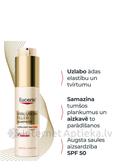 Eucerin Hyaluron-Filler + Elasticity ļoti vieglas tekstūras dienas krēms SPF 50, 50 ml | internetaptieka.lv