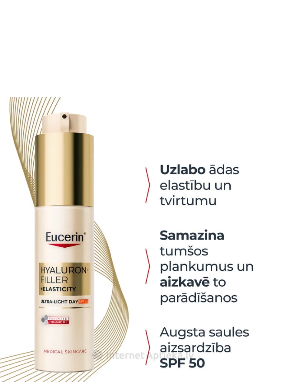 Eucerin Hyaluron-Filler + Elasticity ļoti vieglas tekstūras dienas krēms SPF 50, 50 ml | internetaptieka.lv