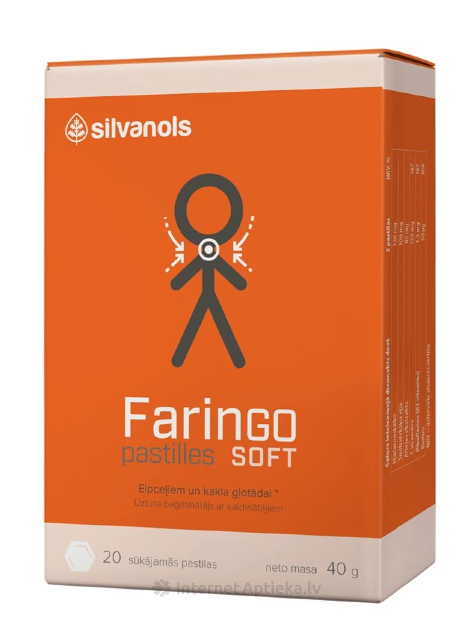 Silvanols Faringo Soft, 20 sūkājamās pastilas | internetaptieka.lv