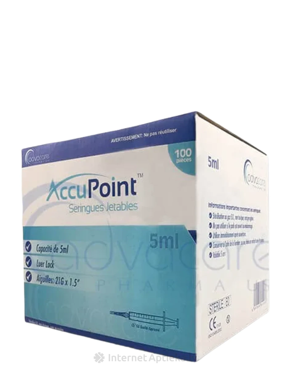 AccuPoint Шприц для инъекций 5ml с иглой LS 22G(0,7X40mm), 1 шт. | internetaptieka.lv