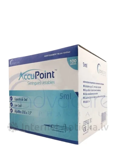 AccuPoint Шприц для инъекций 5ml с иглой LS 22G(0,7X40mm), 1 шт. | internetaptieka.lv