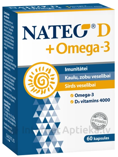 Nateo D3 Plus SV4000 Omega-3, 60 kapsulas | internetaptieka.lv