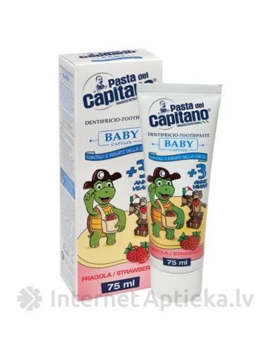 Pasta del Capitano Gēlveida bērnu zobu pasta Zemene 3+, 75 ml | internetaptieka.lv