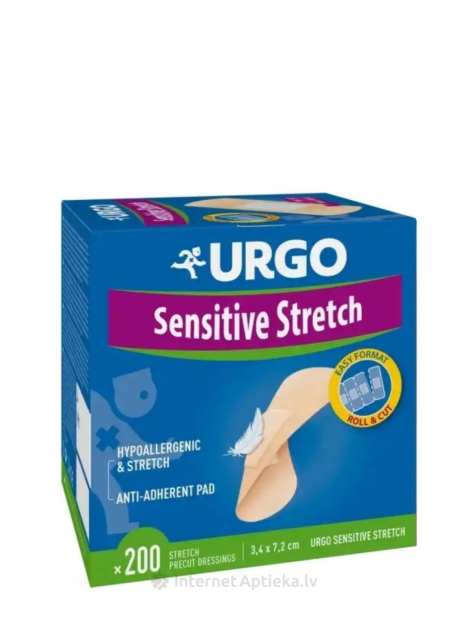 Urgo эластичные пластыри 3.4 см х 7.2 см, 200 шт | internetaptieka.lv