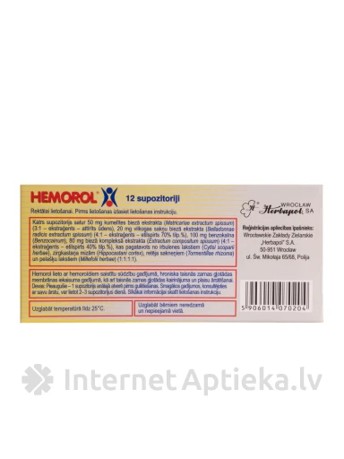 Hemorol supozitoriji, 12 gab. | internetaptieka.lv