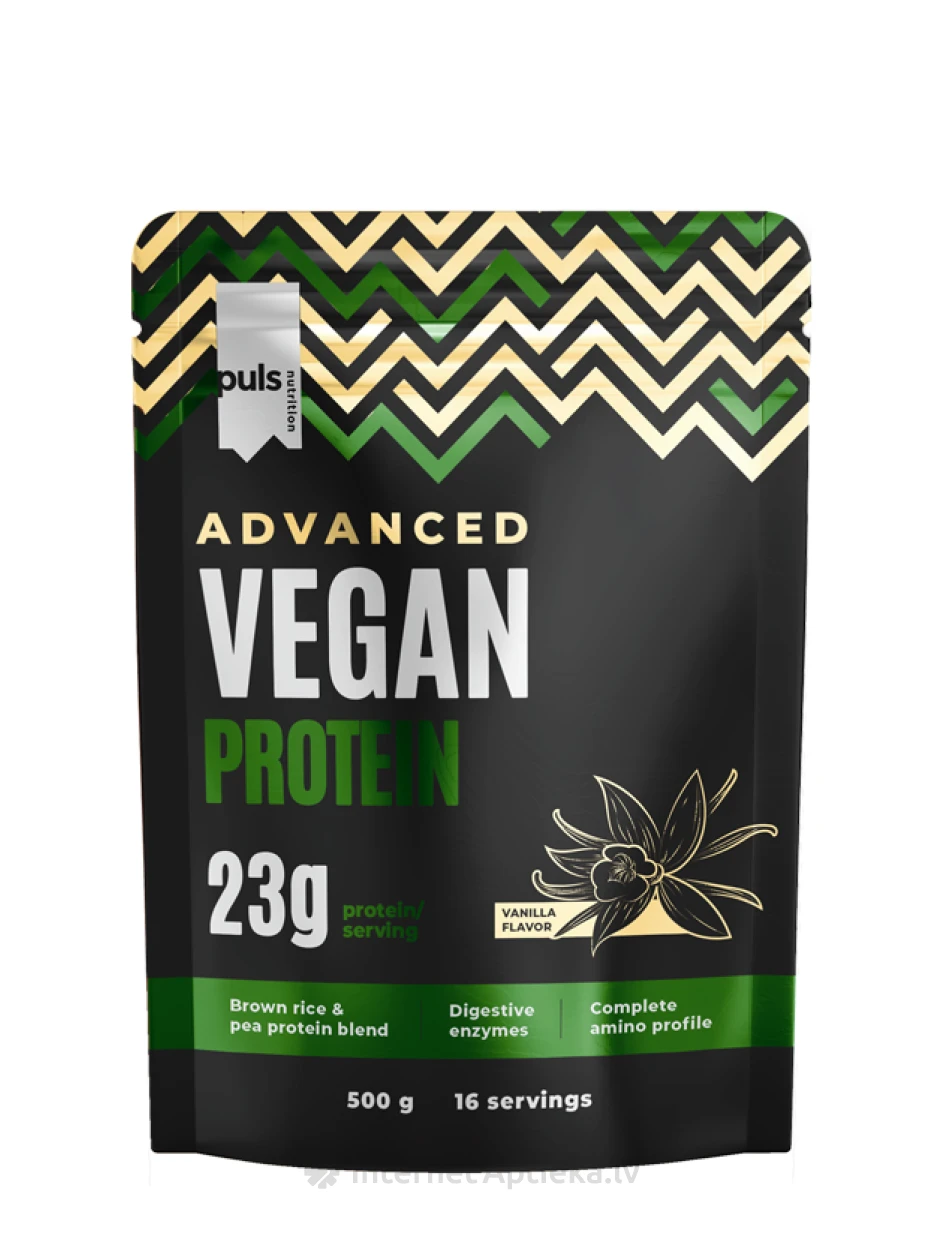 Puls Advanced Vaniļas vegānu proteīna pulveris, 500 g | internetaptieka.lv