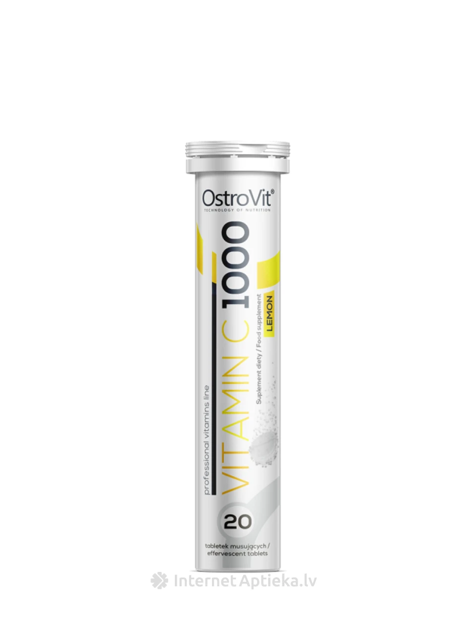 OstroVit Vitamin C 1000 mg Ar citrona garšu, 20 putojošas tabletes | internetaptieka.lv