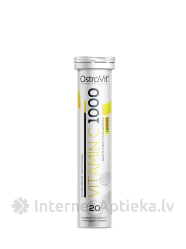 OstroVit Vitamin C 1000 mg Ar citrona garšu, 20 putojošas tabletes | internetaptieka.lv