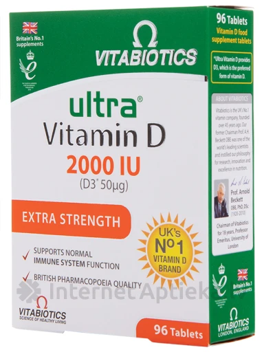 VITABIOTICS ultra Vitamin D 2000 SV, 96 tabletes | internetaptieka.lv